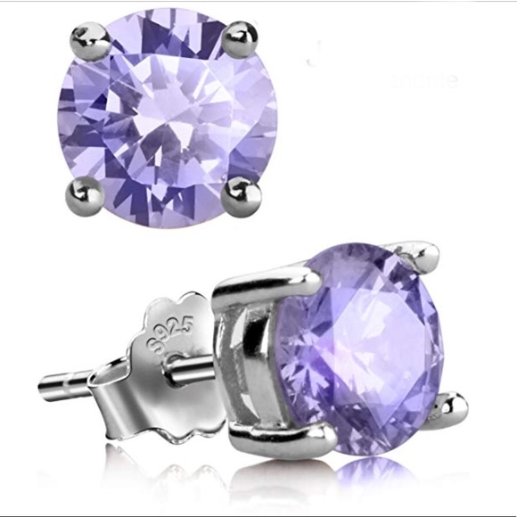 Sterling Silver Birthstone Earrings Alexandrite - Picture 3 of 10